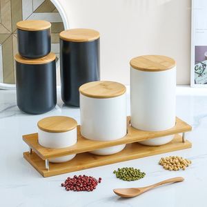 Bottiglie di stoccaggio Barattolo da tè moderno sigillato in ceramica Contenitore per caramelle per alimenti multicereali a prova di umidità Contenitore per la decorazione della casa