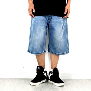 Herr shorts mode sommar denim shorts män avslappnad lös baggy jeans shorts byxor rak hiphop harem boardshorts streetwear breda kläder j230510