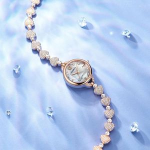 Armbandsur Rebirth Heart Love Pattern Women Watches Rose Gold Armband Watch For Ladies Wrist Quartz Dropship Luxury rostfritt stål Band