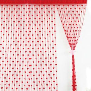 Kurtyna 100x200 cm GOILE White Red Heart String S Pure Kolor Sypials Window Door Divider Sheer Drape Wedding Dekoracja 230510