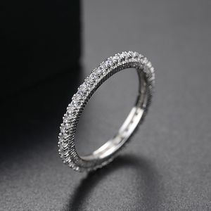 Europe Luxury Brand Ring S925 Silver Single Row Diamond Wedding Ring Women Fashion Brand Shining 3A Zircon Ring Female High-End Ring Engagement Party Jewelry Gift SPC