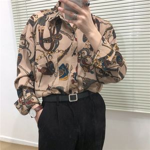 Men S Casual Shirts 2023 Baru Kemeja Pantai Hawaii Untuk Pria Lengan Panjang Kasual Longgar Harajuku Motiv Bunga Blus Kancing Atas Streetwear 230509