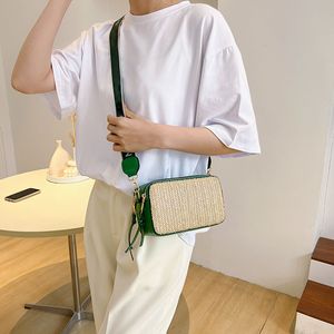 TOP Luxus-Designer-Tasche für Damen, Schnappschuss-Schultertaschen, Lette-Druck, Umhängetasche, Kameratasche, doppelter Reißverschluss, lässiger breiter Riemen, Stroh-Cossbody-Taschen, Geldbörse