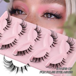 5Pairs Eye-opening Design False Eyelashes Transparent Stem 3D Faux Mink Lashes Natural Lash Extensions Soft Reusable Cruelty Free