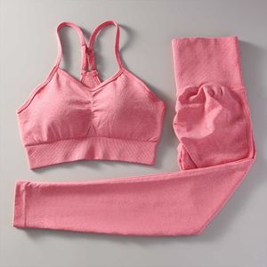 Yoga kläder 1 bit yogauppsättning för kvinnor gymmet träning klädkvinnor träning hög midja skörd topp sling bh leggings set aa230509