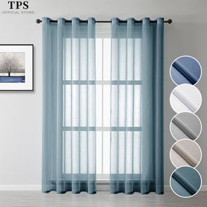 Curtain TPS Sheer Curtains for Living Room Bedroom Solid Tulle Kitchen Window Treatment Gauze Home Decor Finished Drapes 230510
