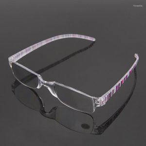 Solglasögon unisex Clear Stripe Rimless Flexible Reading Glasses Eyewear Reader 1.00 - 4.00