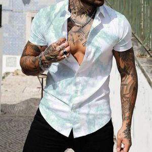 Мужские повседневные рубашки 2023 летние мужские чернила серия 3D цифровой печать поло воротника с коротким рукавом с коротким рукавом