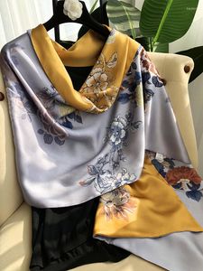Scarves Style Double-Layer Silk Scarf Women Real Female Spring Autumn Long Shawl Dual-use Classical Floral