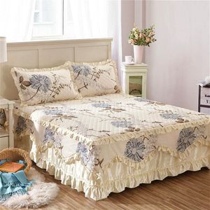 Bedkjol Famvotar Fancy Cotton Quilted spetsbäddskjol 23 Styles Floral Ruffled Bed Kjol Pastoral Cotton Quilted Spets Bed Bread Drop Ship 230510