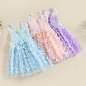 女の子のドレスPudcoco Toddler Kids Baby Princess Dress Summer Seveless Tulle with Butterfly Wings 6m-4t