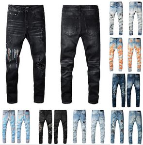 2023 Designer Männer Jeans Loch Hosen Stickerei Mode High Street Hosen Hip Hop Distressed Zipper Hosen