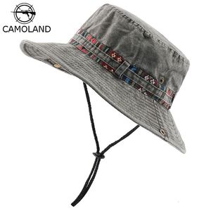 Wide Brim Hats Bucket CAMOLAND 100 Cotton UV Protection Sun For Women Men Fishing Hiking Hat Floral Ribbon Design Outdoor Beach Cap 230509