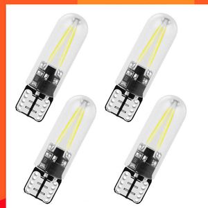 New 4pcs Newest W5W led T10 cob glass car light Led filament auto automobiles reading dome bulb lamp DRL car styling 12v