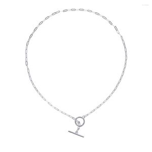 Chains Simple 925 Sterling Silver Link Chain Bracelet With Gold Plated Toggle Clasp Paved Women Lady Wedding