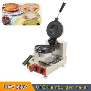 110V 220V UFO Shape Rotate Ice Cream Waffle Hamburger Bread Hot Press Machine Gelato Panini Press Brioche UFO Burger Maker