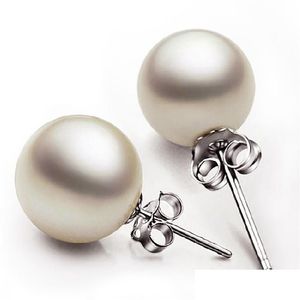 Stud Pearl Earring New Esign Sier Color Crystal Simluated Earrings for Women Girls Accessories Wholesale Drop Delivery Jewelr Dhgarden Dhldq