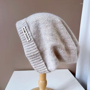 Basker japansk mode ullblandning hög hatt kvinnors höst/vinter stickad bred etikett flänsad varm jumper fuktvatten