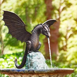 Garden Decorations 2023 Water Fountain Spray Dragon Statue Resin Waterscape Creative Sculpture Outdoor Pool Pond Decoration