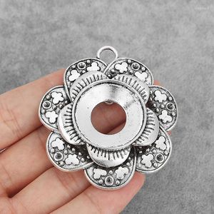 Pendant Necklaces 2PCS Large Tone Flower Charms Pendants Blank 27mm Round Open Cameo Cabochon Base Settings For Necklace Jewelry