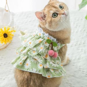 猫の衣装犬用のペットドレス猫夏のフローラルベリースカート甘いファッション衣装犬の服小さなチワワ