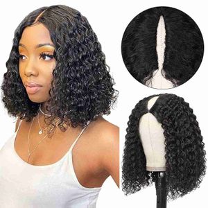 Perucas de cabelo kinky curly u parte bob bob humano sem deixar de fora a glueless u parte para mulheres negras naturais 230510