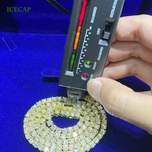 High Quality Vvs Dcolor Diamond Fine Jewelry Necklace 925 Silver 3mm 4mm Pass Diamond Test Moissanite Tennis Chain for Men Women