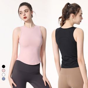 LL Designer-Yoga-Oberteil, ärmelloses weißes Yoga-Oberteil für Damen, Fitnessstudio, Training, Pilates, Sport-Oberteil, schlanke, modische Yoga-Kleidung, kann getragen werden, schwarze, nach außen geschnittene Weste