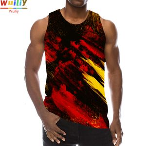 Mens Tank Tops Summer Paint Graphic 3D Print Sleeveless Pattern Purple Texture Art Psychedelic Pigment Tan 230509