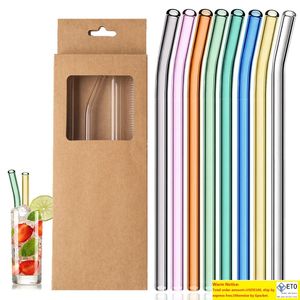 EcoFriendly Glass Straws Reusable Drinking Straws Multicolor Glass Cocktail Straws for Juice Milk Coffee Bar Drinks Accessory