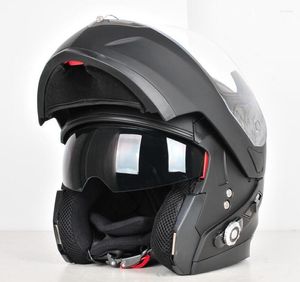 Motorradhelme BM2-S Bluetooth-Helm mit eingebauten Lautsprechern und Mikrofon Mattschwarz