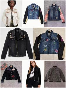 Women's Jackets Foreign Trade Spain Women's Coat Heavy Industry Embroidery Printed Denim Jacket Stitching Sleeve Lapel