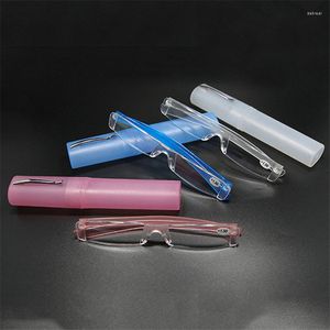 Sunglasses Ultra-light Pen Holder Reading Glasses With Box 2023 Men Multi-color One-piece Plastic Presbyopic 1.0