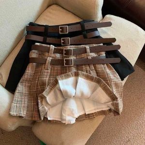 Skirts Plaid pleated skirt women's high waist shows thin A-line skirt hot girl anti-walking short skirt versatile temperament jk skirt P230508