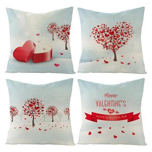 Pillow Case Romantic Valentine Day Decoration Pillowcase Red Heart Shape Letter Cushion Cover Linen Chair Throw