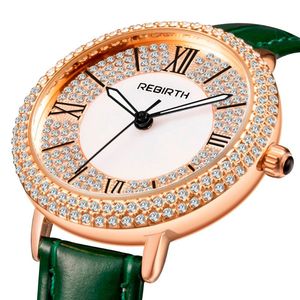 Armbandsur Summer Women Full Rhinestone Brand Watches Österrike Crystal Diamond Stone Watch Lady Gift Dress äkta läder armbandsWatchWristw