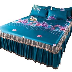 Bed Skirt Bed Dress Lace Sets Bed Sheet Pillow Cases 3 Pieces/Set Set For King/Queen Double 1.5/1.8/2M Size Bed Embroidery Flower Bedding 230510