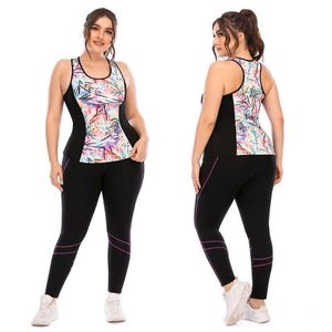 Stroje jogi Plus Size Schodele Joga Set z kieszankimi kobietom sportowym ubrania letnie dla kobiet zestawy sportowe garnitury dla fitness Bra Pants AA230509
