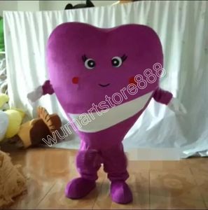 Profissional novo traje de mascote de coração roxo