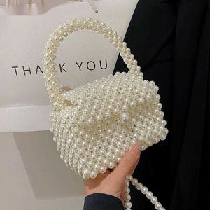 Evening Bags Handmade Woven Beaded Pearl for Women Handbags 2023 New Fashion Trend Beach Vacation Phone Clutch Party 230427