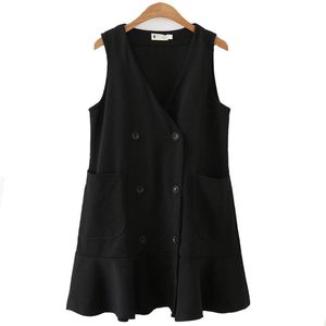 Gilet Selvaggio Doppiopetto Con Scollo A V Ruffle Vestito Dalla Maglia Delle Donne 2019 Primavera Gilet Coreano Vestido Mujer Senza Maniche Jaqueta Feminina f759