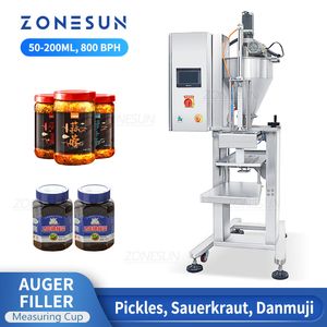 ZONESUN ZS-GTSC1 피클 충전 기계 오거 필러 용기 병 순무는 타원아 중국 소금에 절인 양배추 포장 생산을 보존합니다.