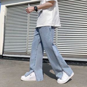 Jeans da uomo 2022 Fashion Denim Men Show Thin Tide Brand Wide Leg Fessura Pantaloni Jeans Hip Hop Streetwear Nuovi pantaloni casual di vendita calda Z0508