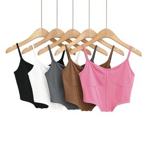 Camisoles Tanks White Crop Tops 여성 여름 패션 카미 탑 여자 귀여운 탑 검은 캐주얼 크롭 탑 탑 브라이트 라인 검은 선 카미솔 캐주얼 핑크 230510