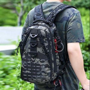 Mochilas Pacotes de mochila Rodes de pesca a laser Backpack Bait Bait Tactical Camuflage Camping Caminhando Acessórios ao ar livre Handbag XA264G P230510