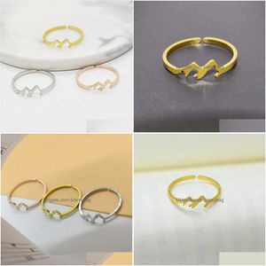 Band Rings Fashion Tiny Mountain Ring Open Cuff For Women Girls Birthday Presents Justerbara bergsklättringsmycken Drop Delivery DHQM1