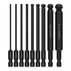 Ångare 9st Ball End Hex Head Allen Wrench Drill Bit Set 1/4 tum Shank 100mm Hex Bit Set Magnetic Tip Metric Allen Screwnriver Bits