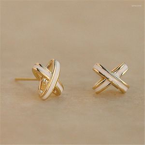 Stud Earrings Japanese And Korean Ins Simple Small Cross 925 Silver Needle Anti-allergic Non-fading Holiday Gift