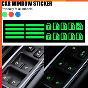 Universell lysande bildörrfönster Lyftknapp Klistermärke Power Window Glow Sticker Självhäftande bilstyling Interiör Tillbehör