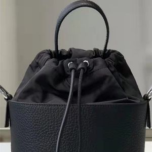 Evening Bags Leather Stitched Drawstring One Shoulder Crossbody Hand Bucket Bag Women 230509